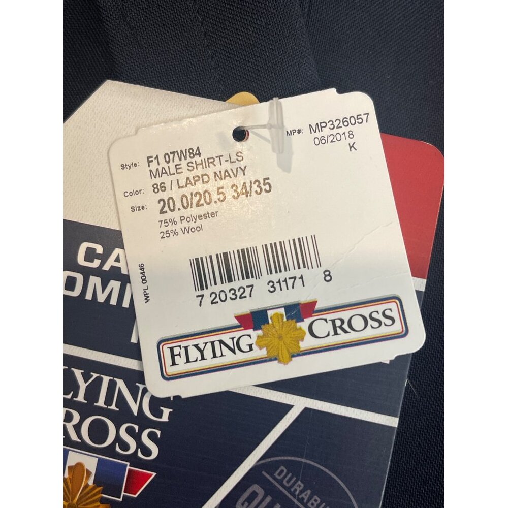 NWT Flying Cross Justice LS Shirt Mens 20.0-34/35 LAPD Navy Poly/Wool 07W84 - Picture 3 of 4